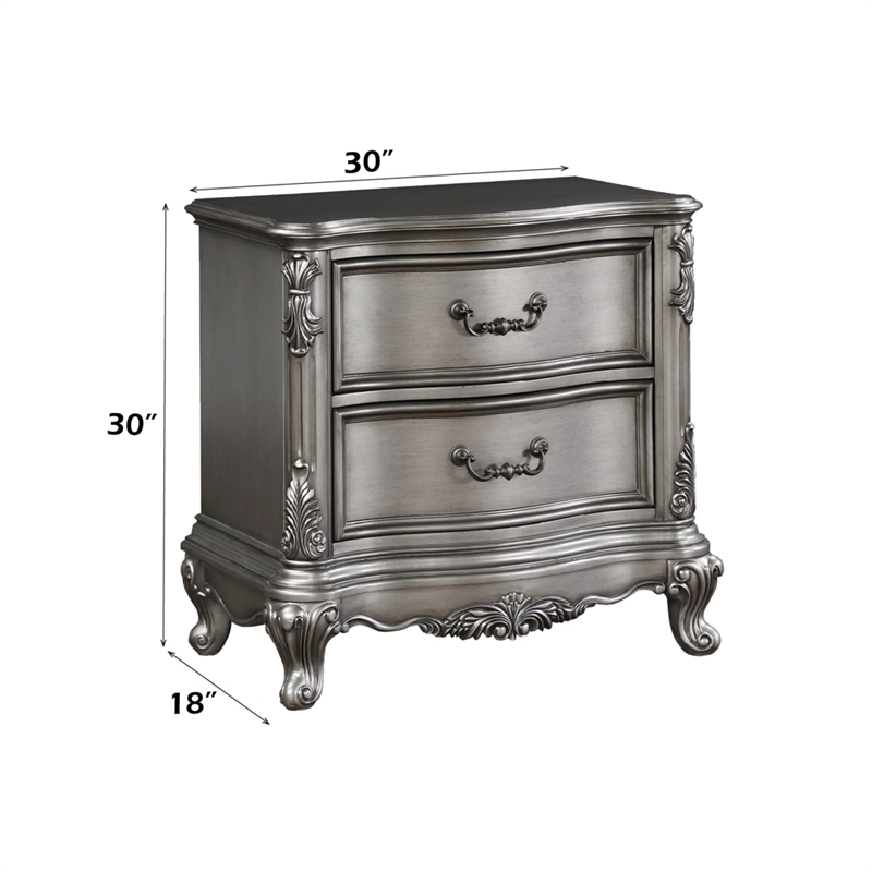 ACME Ariadne Nightstand in Antique Platinum