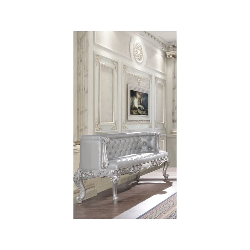 ACME Valkyrie Bench in Synthetic Leather in Antique Platinum