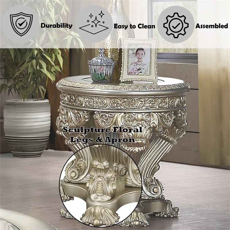 ACME Danae End Table in Champagne & Gold