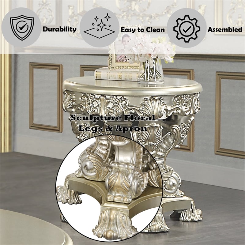 ACME Sorina End Table in Antique Gold