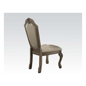 ACME Chateau de Ville Side Chair (Set-2) in Synthetic Leather & Antique White