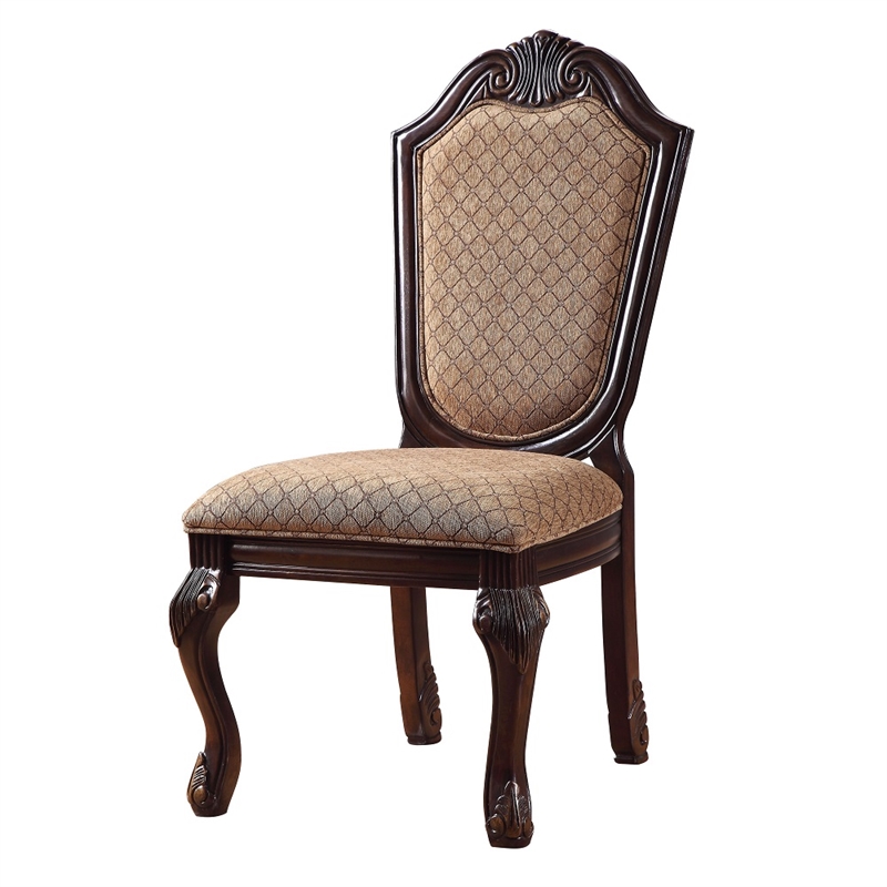 ACME Chateau De Ville Side Chair (Set-2) in Fabric & Espresso