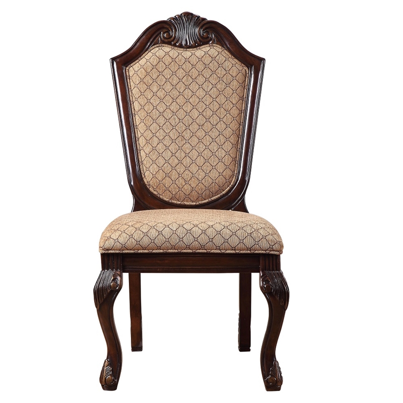 ACME Chateau De Ville Side Chair (Set-2) in Fabric & Espresso