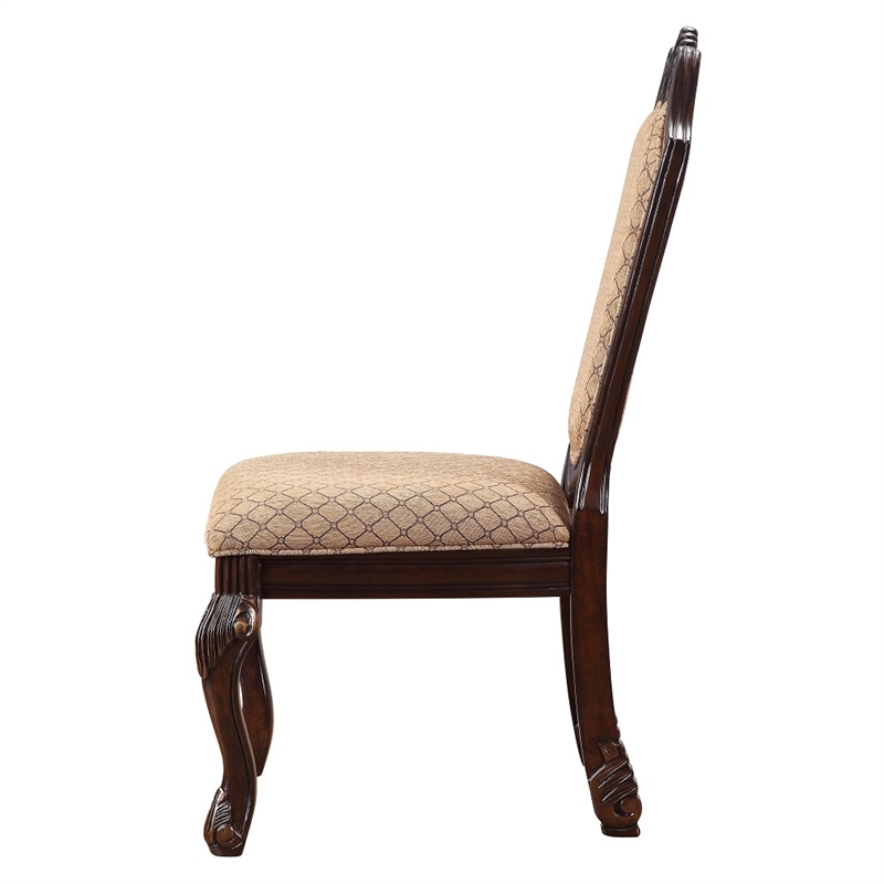 ACME Chateau De Ville Side Chair (Set-2) in Fabric & Espresso