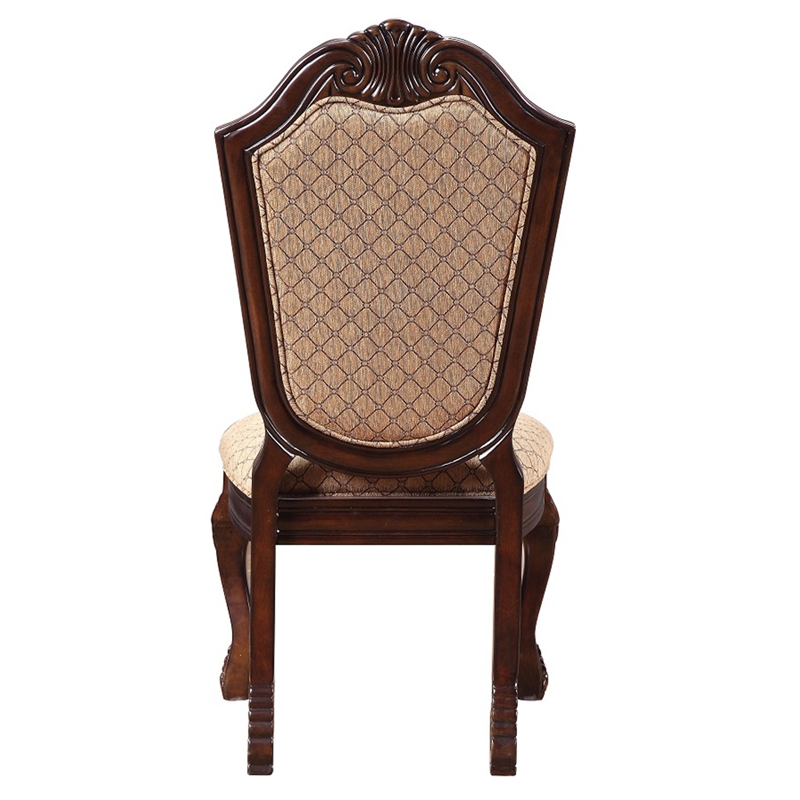 ACME Chateau De Ville Side Chair (Set-2) in Fabric & Espresso