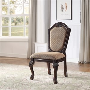ACME Chateau De Ville Side Chair (Set-2) in Fabric & Espresso