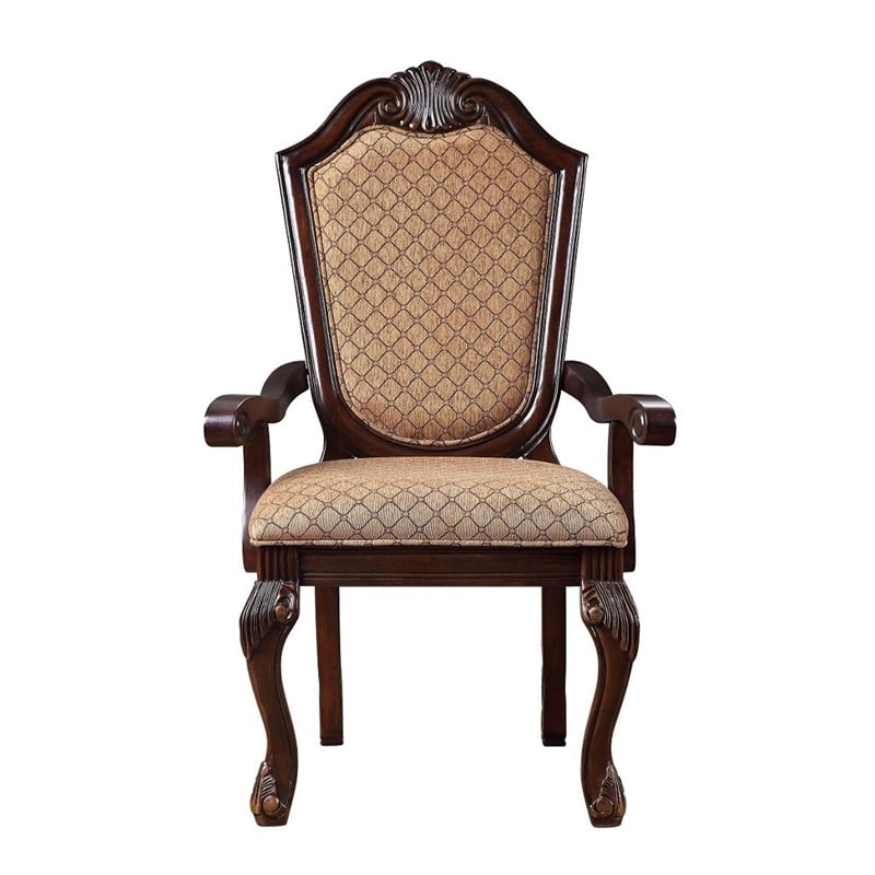 ACME Chateau De Ville Arm Chair (Set-2) in Fabric & Espresso
