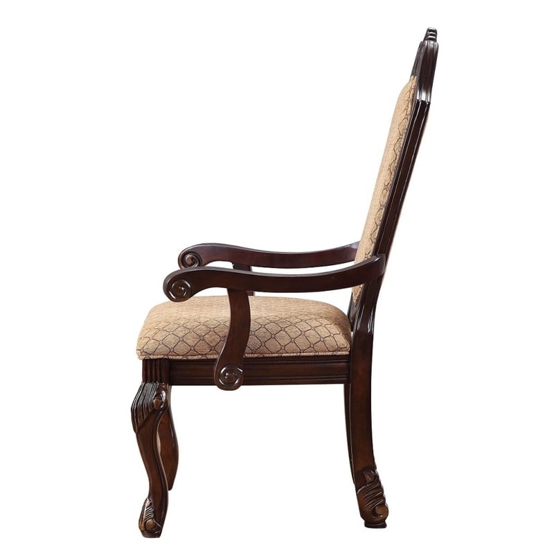 ACME Chateau De Ville Arm Chair (Set-2) in Fabric & Espresso
