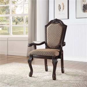 ACME Chateau De Ville Arm Chair (Set-2) in Fabric & Espresso