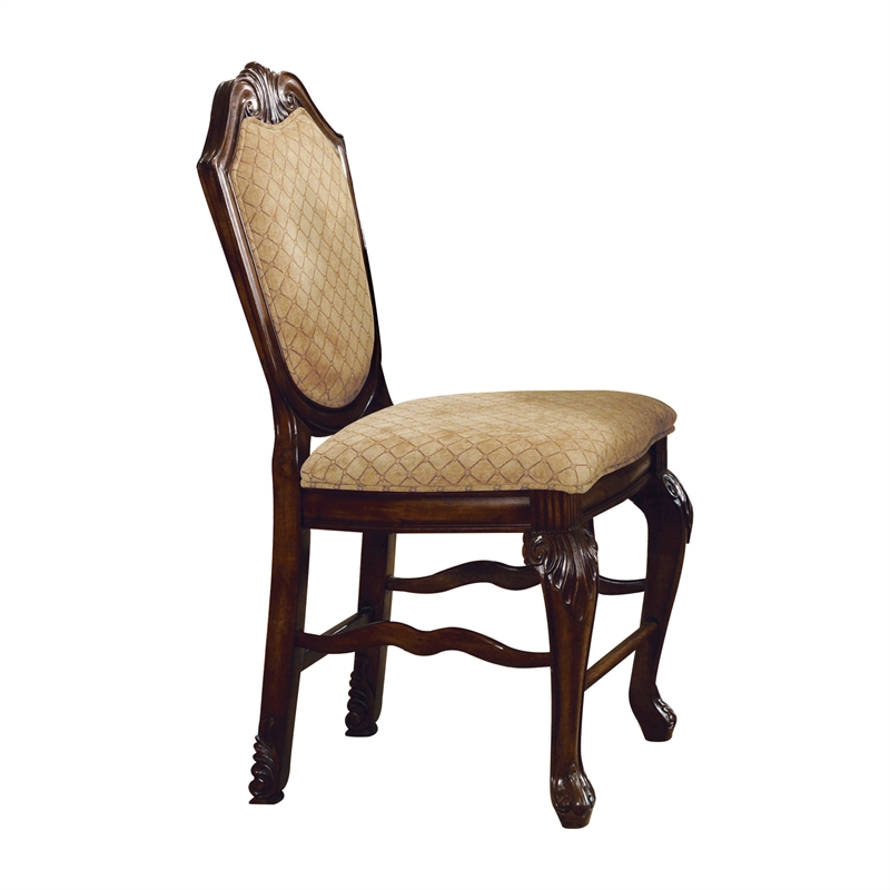 ACME Chateau De Ville Counter Height Chair (Set-2) in Fabric & Espresso