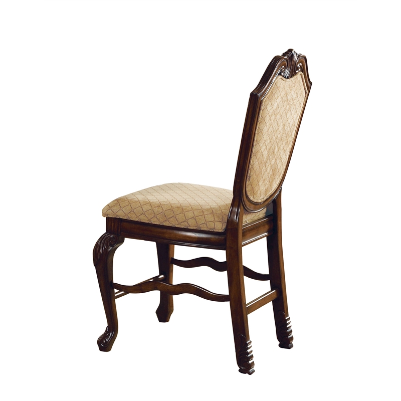 ACME Chateau De Ville Counter Height Chair (Set-2) in Fabric & Espresso