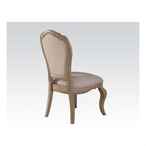 ACME Chelmsford Side Chair (Set-2) in Beige Fabric & Antique Taupe