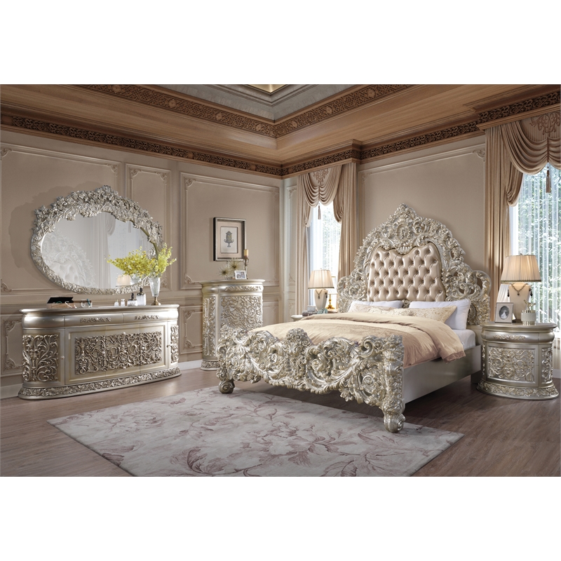 ACME Sorina Nightstand in Antique Gold