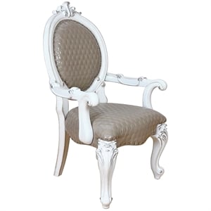 ACME Versailles  Arm Chair (Set-2) in Synthetic Leather & Bone White