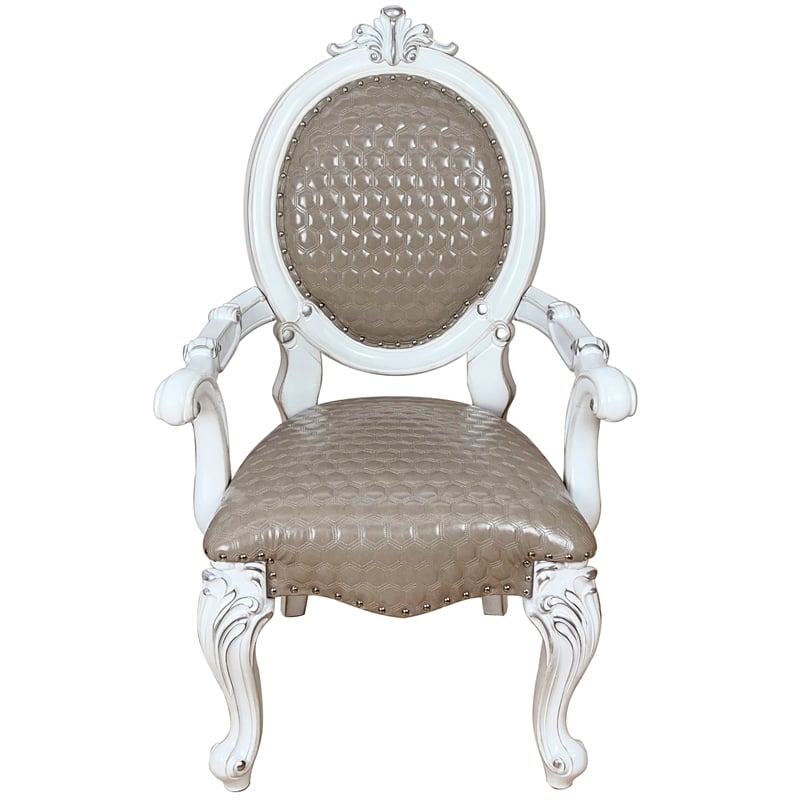 ACME Versailles  Arm Chair (Set-2) in Synthetic Leather & Bone White