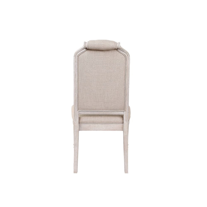 ACME Wynsor Side Chair (Set-2) in Fabric & Antique Champagne