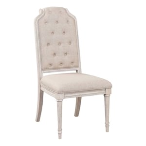 ACME Wynsor Side Chair (Set-2) in Fabric & Antique Champagne