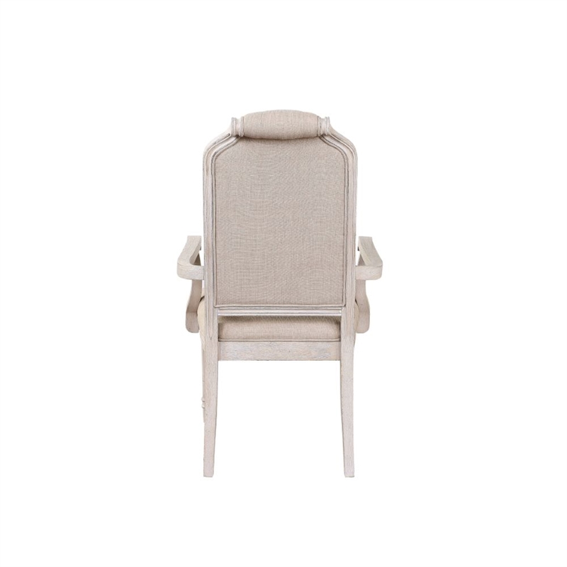 ACME Wynsor Arm Chair (Set-2) in Fabric & Antique Champagne