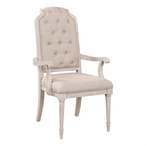 ACME Wynsor Arm Chair (Set-2) in Fabric & Antique Champagne