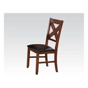 ACME Apollo Side Chair (Set-2) in Espresso Synthetic Leather & Walnut