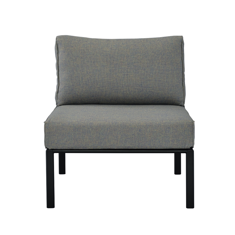 ACME Rajni Patio-Armless Chair in Gray Fabric & Black