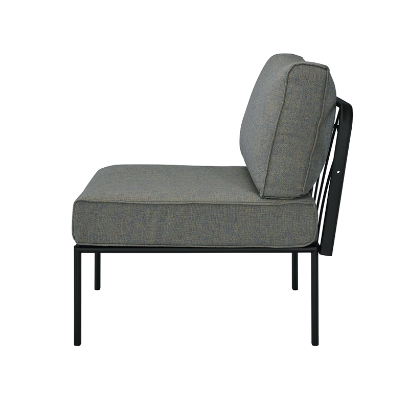 ACME Rajni Patio-Armless Chair in Gray Fabric & Black