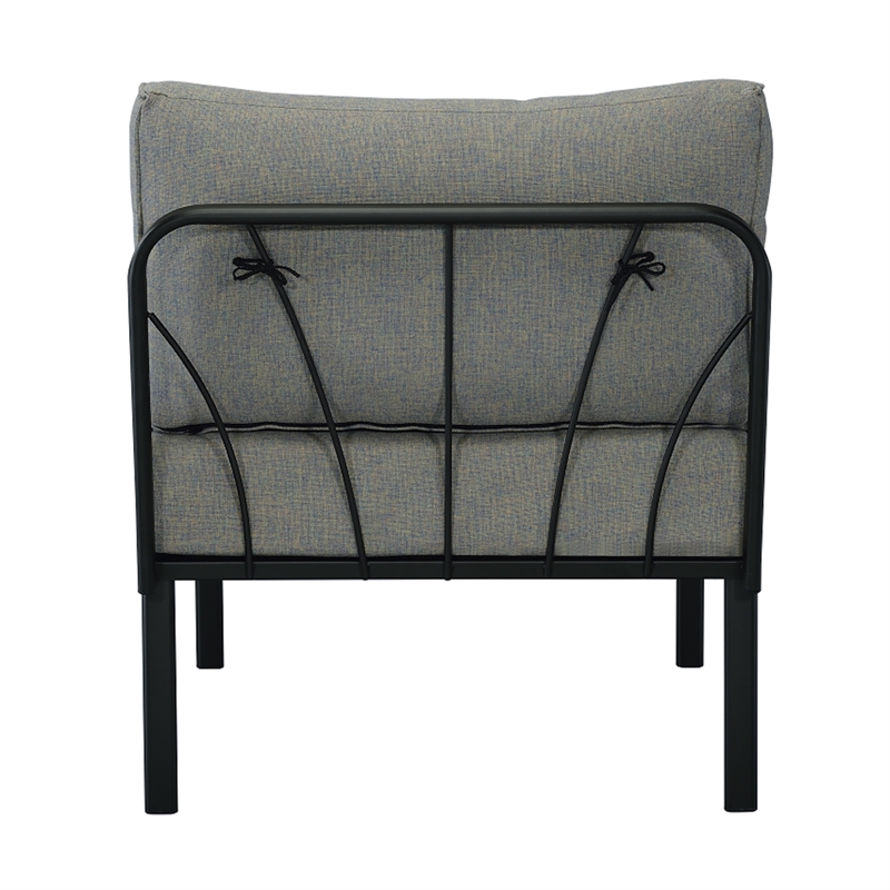 ACME Rajni Patio-Armless Chair in Gray Fabric & Black