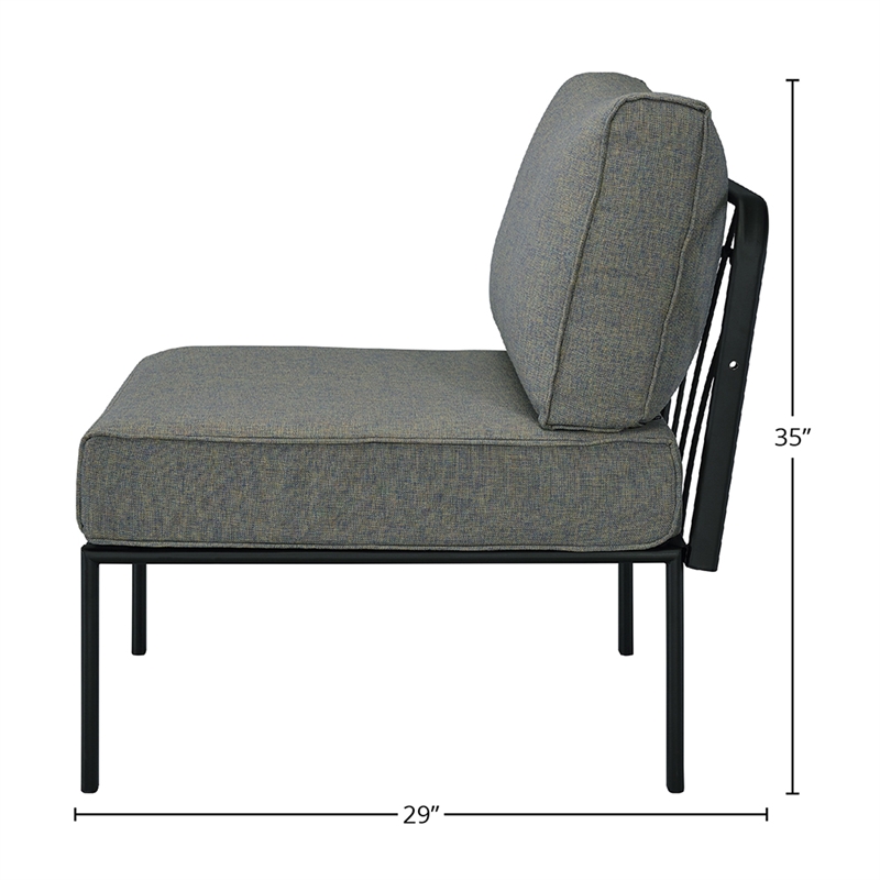 ACME Rajni Patio-Armless Chair in Gray Fabric & Black