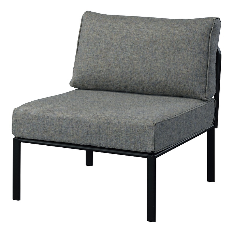 ACME Rajni Patio-Armless Chair in Gray Fabric & Black