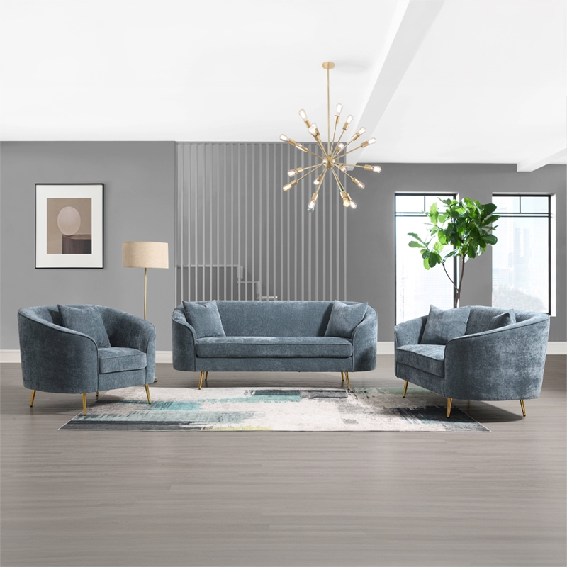 ACME Nakendra Sofa w/2 Pillows in Cobalt Blue Chenille