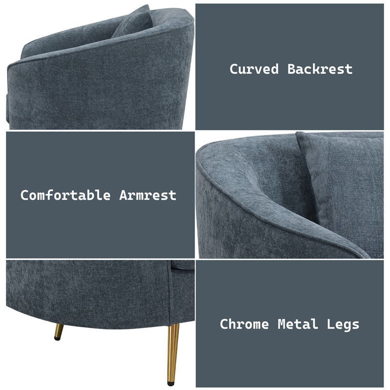 ACME Nakendra Chair w/1 Pillow in Cobalt Blue Chenille