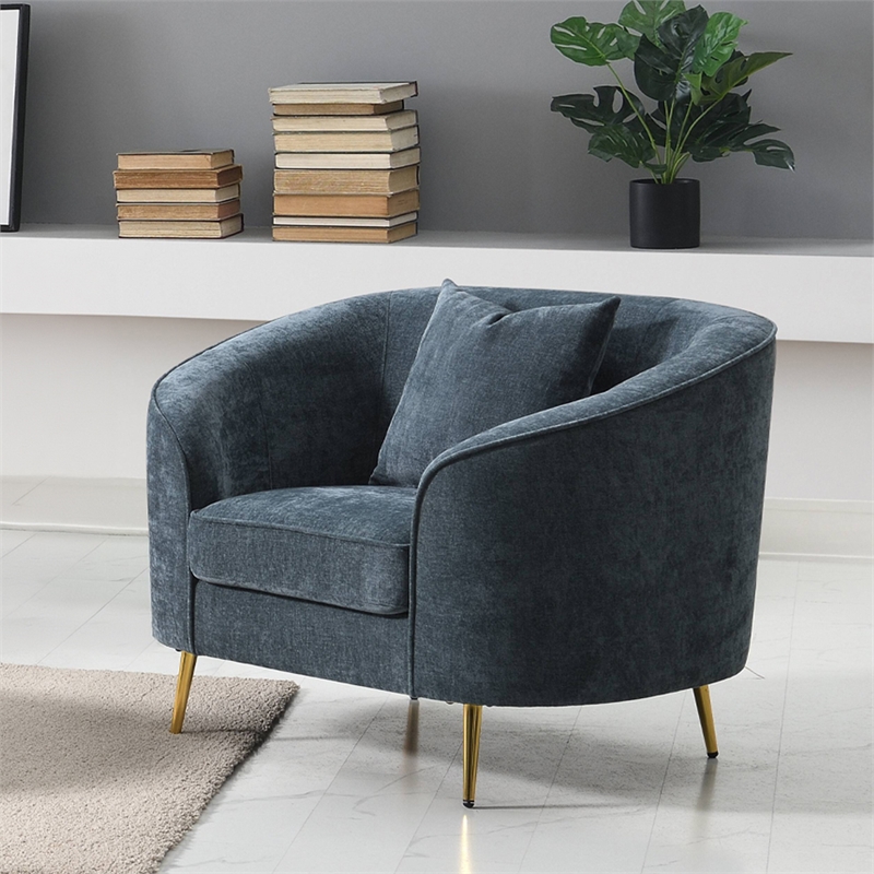 ACME Nakendra Chair w/1 Pillow in Cobalt Blue Chenille