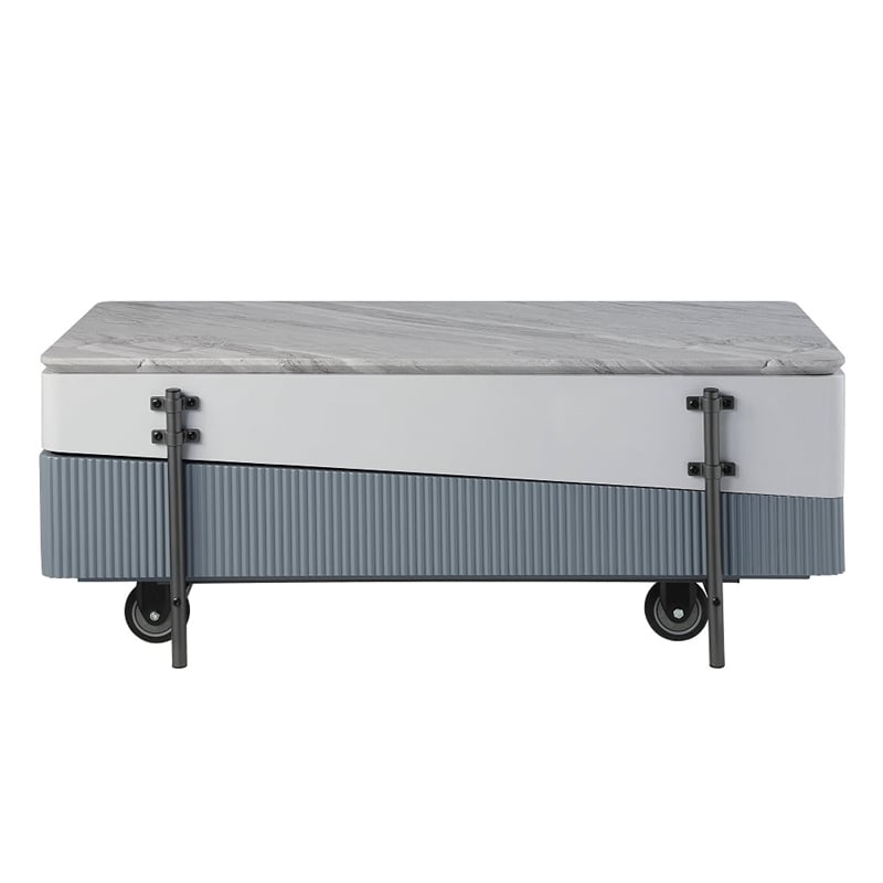 ACME Wilkins Coffee Table w/Lift Top in White & Gray High Gloss