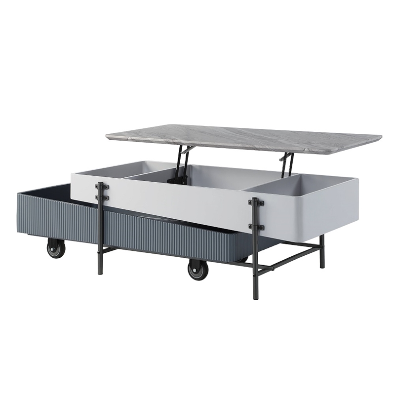 ACME Wilkins Coffee Table w/Lift Top in White & Gray High Gloss