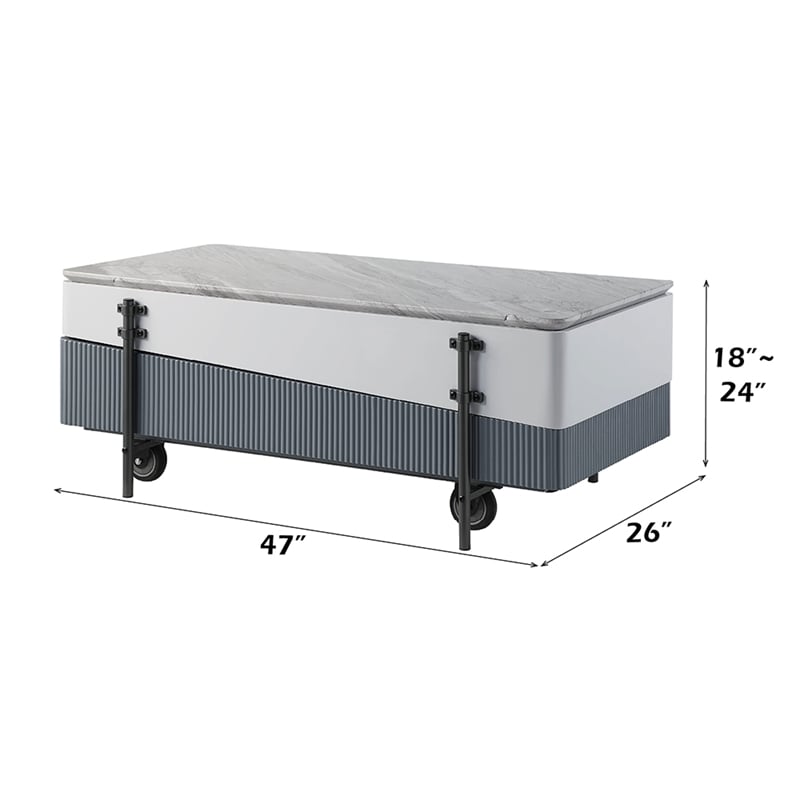 ACME Wilkins Coffee Table w/Lift Top in White & Gray High Gloss