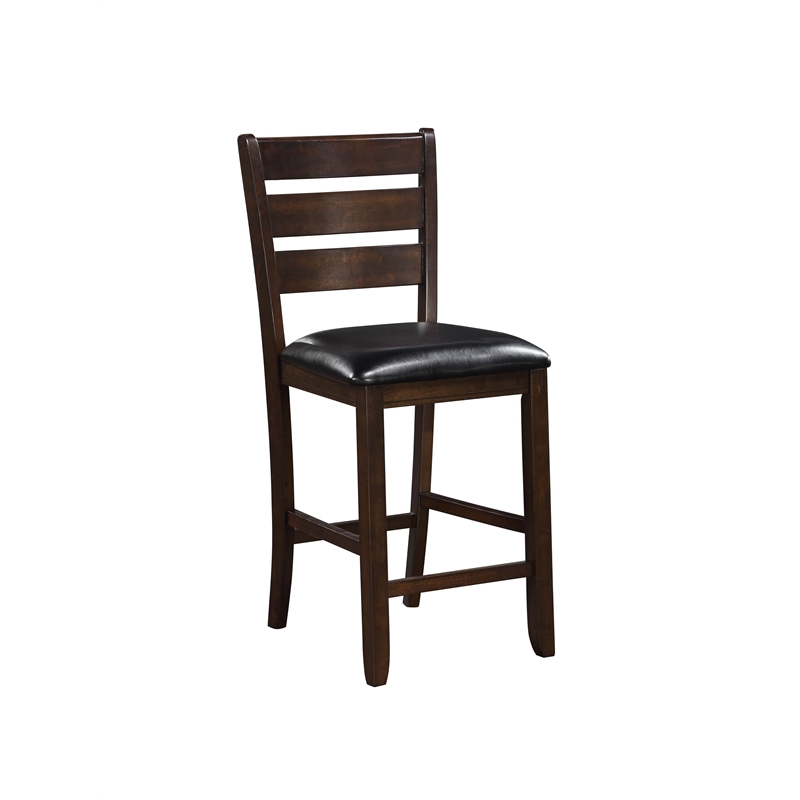 ACME Urbana Counter Height Chair (Set-2) in Black Synthetic Leather & Espresso