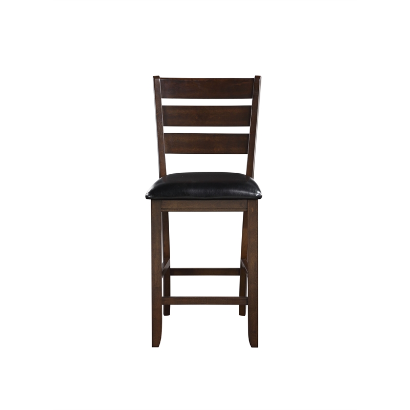 ACME Urbana Counter Height Chair (Set-2) in Black Synthetic Leather & Espresso