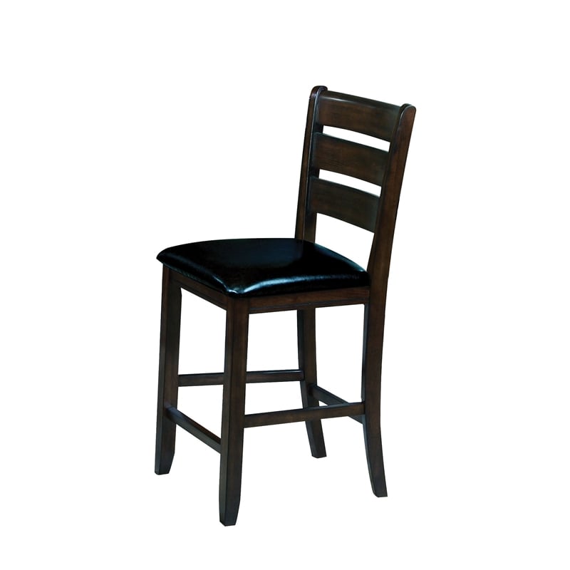 ACME Urbana Counter Height Chair (Set-2) in Black Synthetic Leather & Espresso