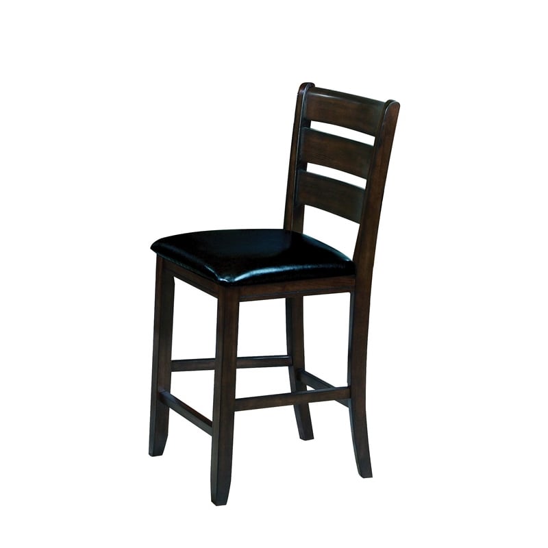 ACME Urbana Counter Height Chair (Set-2) in Black Synthetic Leather & Espresso