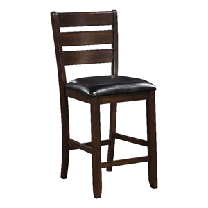 ACME Urbana Counter Height Chair (Set-2) in Black Synthetic Leather & Espresso