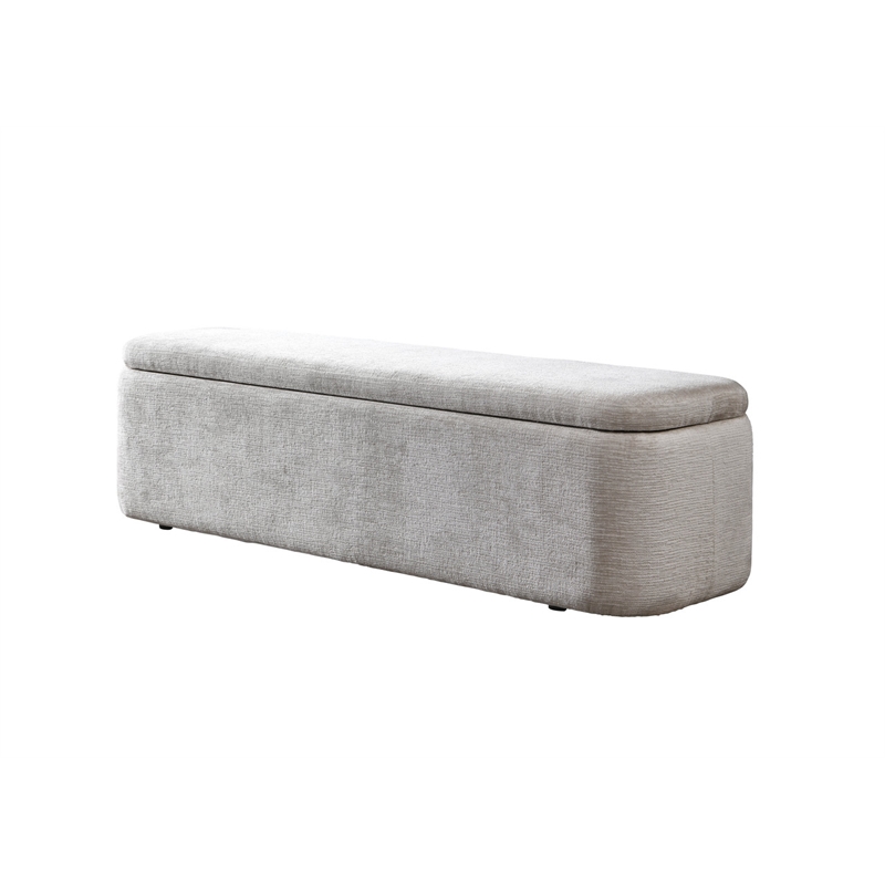 ACME Orane Bench with Storage in Gray Linen