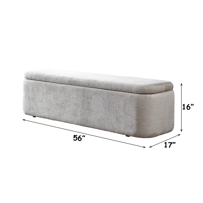 ACME Orane Bench with Storage in Gray Linen