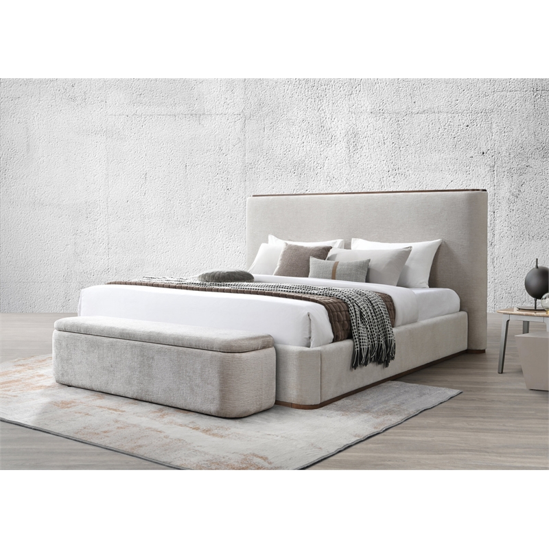 ACME Orane Bench with Storage in Gray Linen