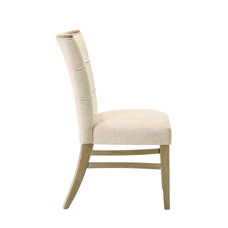 ACME Olinda Chenille Upholstered Dining Side Chair in Linen Beige (Set of 2)