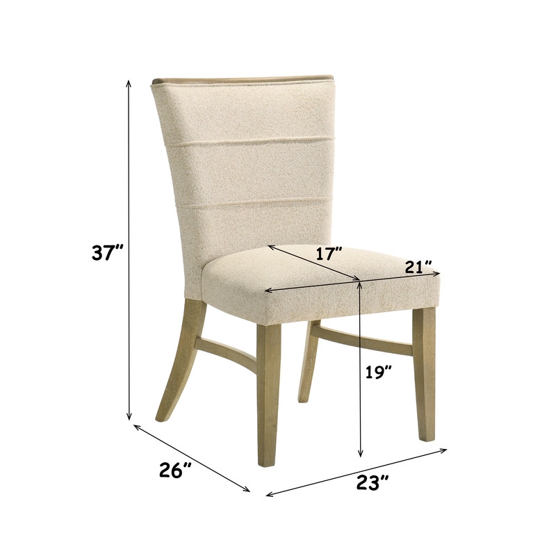 ACME Olinda Chenille Upholstered Dining Side Chair in Linen Beige (Set of 2)