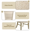 ACME Olinda Chenille Upholstered Dining Side Chair in Linen Beige (Set of 2)