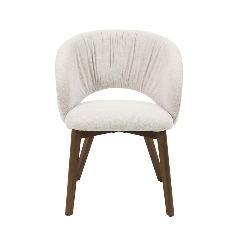 ACME Eada Fabric Upholstered Dining Arm Chair in Beige Chenille (Set of 2)