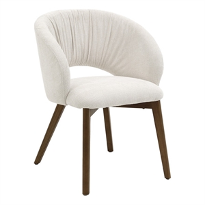 ACME Eada Fabric Upholstered Dining Arm Chair in Beige Chenille (Set of 2)