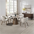 ACME Eada Fabric Upholstered Dining Arm Chair in Beige Chenille (Set of 2)