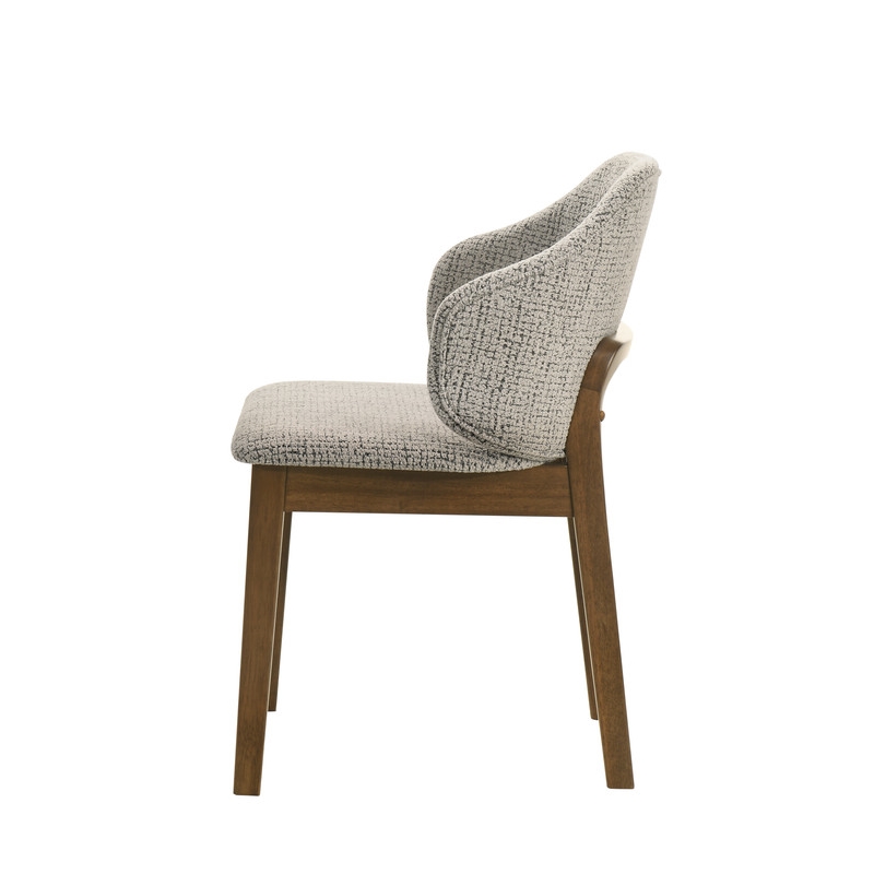 ACME Oleia Side Chair (Set-2) in Chenille & Walnut